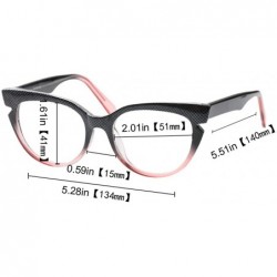 Cat Eye Womens Hit Color Grid Pattern Cat Eye Reading Glass Eyeglass Frame - 2 Pairs / Black + Red - CV18IHUXKK8 $15.53