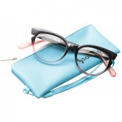 Cat Eye Womens Hit Color Grid Pattern Cat Eye Reading Glass Eyeglass Frame - 2 Pairs / Black + Red - CV18IHUXKK8 $15.53