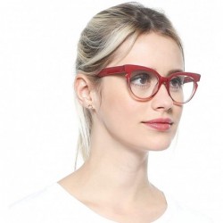 Cat Eye Womens Hit Color Grid Pattern Cat Eye Reading Glass Eyeglass Frame - 2 Pairs / Black + Red - CV18IHUXKK8 $15.53