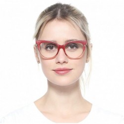 Cat Eye Womens Hit Color Grid Pattern Cat Eye Reading Glass Eyeglass Frame - 2 Pairs / Black + Red - CV18IHUXKK8 $15.53