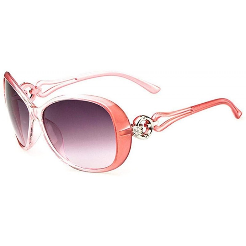 Oval Women Fashion Sunglasses UV400 Protection Outdoor Driving Eyewear Sunglasses Polarized - Pink + Grey - C6197IKL2EY $17.51
