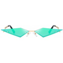 Cat Eye Women Irregular Diamond Shape Sunglasses Small Cat Eye Flat Lens Mirrored Glasses - Green - CC197249XW3 $19.84