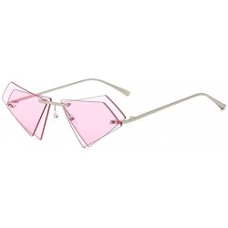 Rimless Rimless Sunglasses Triangle Glasses - C2 Sliver Pink - CQ198O87USG $24.53