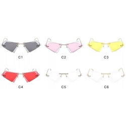 Rimless Rimless Sunglasses Triangle Glasses - C2 Sliver Pink - CQ198O87USG $13.23