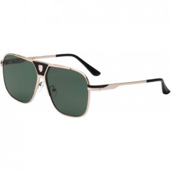 Square Cockpit Rounded Square Double Front Shield Aviator Sunglasses - Green Gold - C119994S40O $56.22