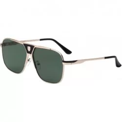 Square Cockpit Rounded Square Double Front Shield Aviator Sunglasses - Green Gold - C119994S40O $52.16