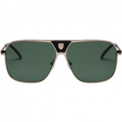 Square Cockpit Rounded Square Double Front Shield Aviator Sunglasses - Green Gold - C119994S40O $25.06