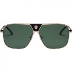 Square Cockpit Rounded Square Double Front Shield Aviator Sunglasses - Green Gold - C119994S40O $25.06