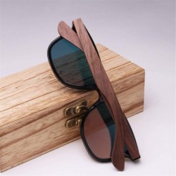 Oversized Mens Sunglasses Polarized Walnut Wood Mirror Lens Sun Glasses Women Colorful Handmade - Silver Walnut Wood - CO194O...