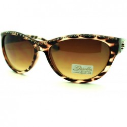 Oval Rhinestone Top Oval Cateye Sunglasses Women's Chic Luxurious - Clear Tortoise - C911PHTLN93 $19.01