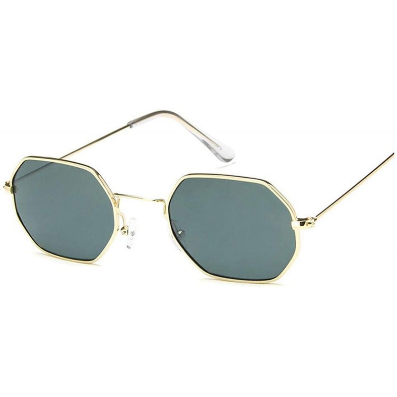 Square 2019 Square Sunglasses Women Retro Fashion Rose Gold Sun Glasses Female Brand Transparent Ladies - Gold Green - CS1985...