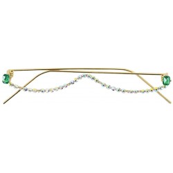 Semi-rimless Half Frame Sparkling Crystal Sunglasses UV Protection Rhinestone Sunglasses Without Lens - Green288 - CP18AMAXZH...