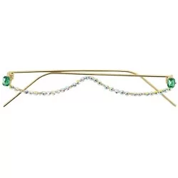 Semi-rimless Half Frame Sparkling Crystal Sunglasses UV Protection Rhinestone Sunglasses Without Lens - Green288 - CP18AMAXZH...