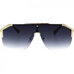 Sport Mens Flat Top Oversize Shield Futuristic Racer Sunglasses - Gold Tortoise Smoke - CC18SAYKDR5 $26.65