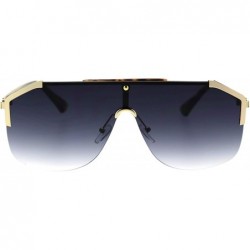 Sport Mens Flat Top Oversize Shield Futuristic Racer Sunglasses - Gold Tortoise Smoke - CC18SAYKDR5 $14.37