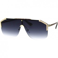 Sport Mens Flat Top Oversize Shield Futuristic Racer Sunglasses - Gold Tortoise Smoke - CC18SAYKDR5 $14.37