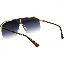 Sport Mens Flat Top Oversize Shield Futuristic Racer Sunglasses - Gold Tortoise Smoke - CC18SAYKDR5 $14.37