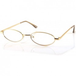 Oval Vintage Slim Wide Open Oval Flat Lens Smoke Color Tinted Sunglasses A176 - Gold/ Clear - CD18DI3MRTT $10.28
