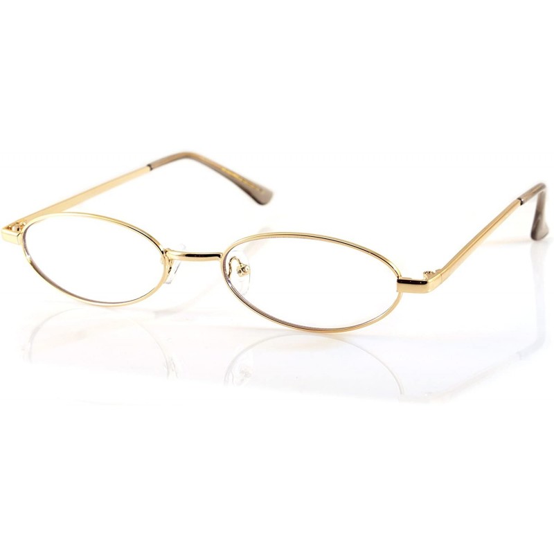 Oval Vintage Slim Wide Open Oval Flat Lens Smoke Color Tinted Sunglasses A176 - Gold/ Clear - CD18DI3MRTT $10.28