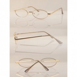 Oval Vintage Slim Wide Open Oval Flat Lens Smoke Color Tinted Sunglasses A176 - Gold/ Clear - CD18DI3MRTT $10.28