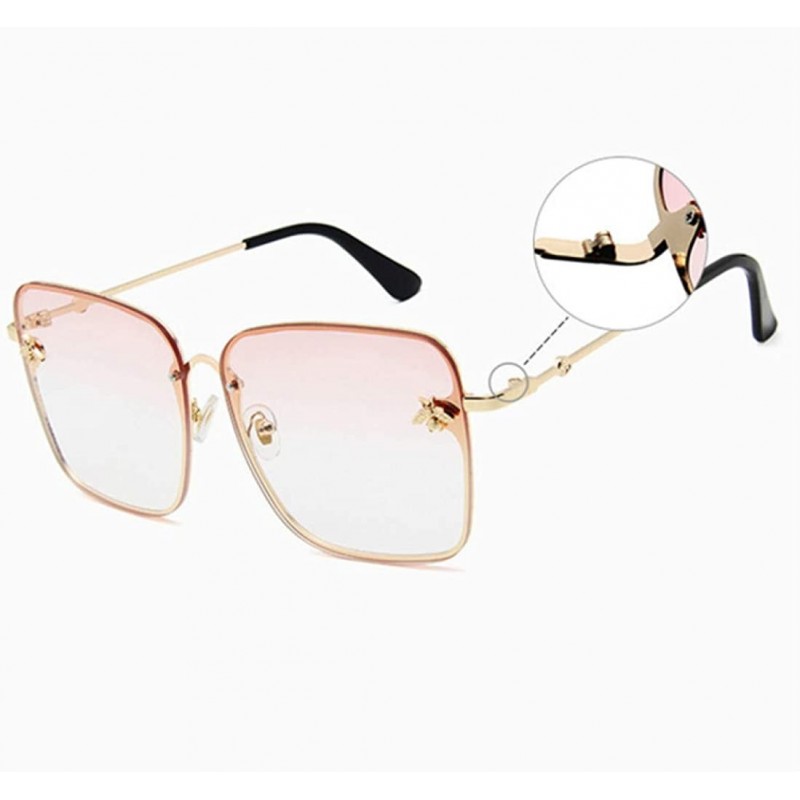 Oversized Oversized Sunglasses Ladies Colorful Frame Ladies Retro Square Luxury Sunglasses Vintage Pink - CA198QLODIK $20.30