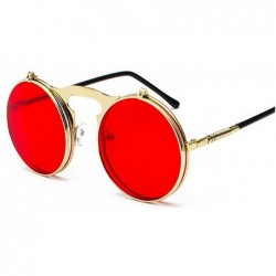 Goggle Metal Steampunk Sunglasses Women Fashion Round Glasses Vintage Sun Female UV400 Eyewear Shades - Goldred - CI198ZXG0D9...