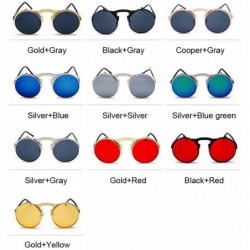 Goggle Metal Steampunk Sunglasses Women Fashion Round Glasses Vintage Sun Female UV400 Eyewear Shades - Goldred - CI198ZXG0D9...