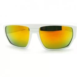 Square Mens Square Multicolor Mirror Lens Sunglasses Futuristic Sporty Shades - White - C111H5T3QVV $19.68