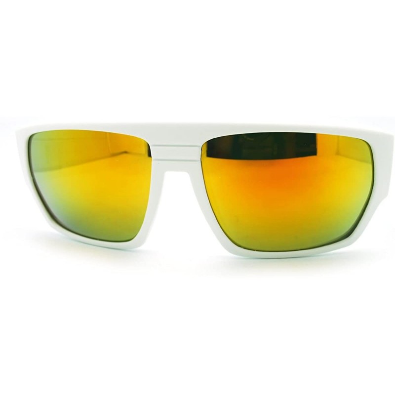 Square Mens Square Multicolor Mirror Lens Sunglasses Futuristic Sporty Shades - White - C111H5T3QVV $9.58