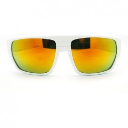 Square Mens Square Multicolor Mirror Lens Sunglasses Futuristic Sporty Shades - White - C111H5T3QVV $9.58