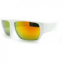 Square Mens Square Multicolor Mirror Lens Sunglasses Futuristic Sporty Shades - White - C111H5T3QVV $9.58
