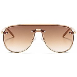 Goggle Fashion New One-piece Frameless Sunglasses Men and Women Sunglasses Vintage Pilot Sunglasses - Brown - C018AHCIEDL $24.98