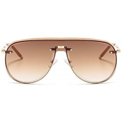 Goggle Fashion New One-piece Frameless Sunglasses Men and Women Sunglasses Vintage Pilot Sunglasses - Brown - C018AHCIEDL $13.32