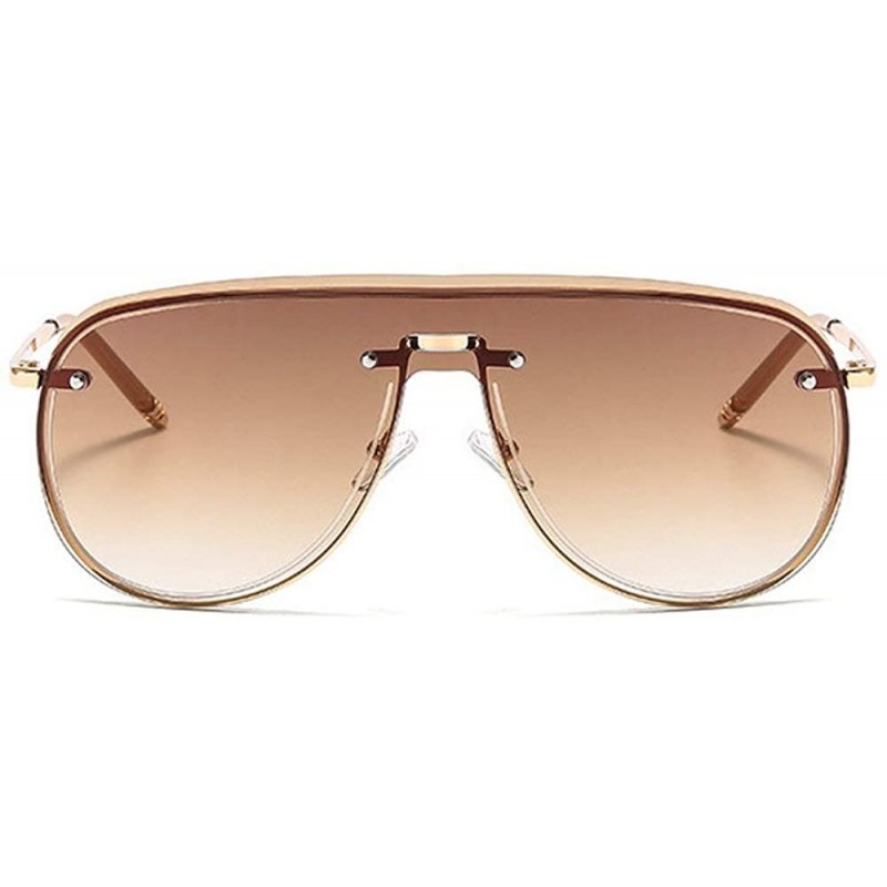 Goggle Fashion New One-piece Frameless Sunglasses Men and Women Sunglasses Vintage Pilot Sunglasses - Brown - C018AHCIEDL $13.32