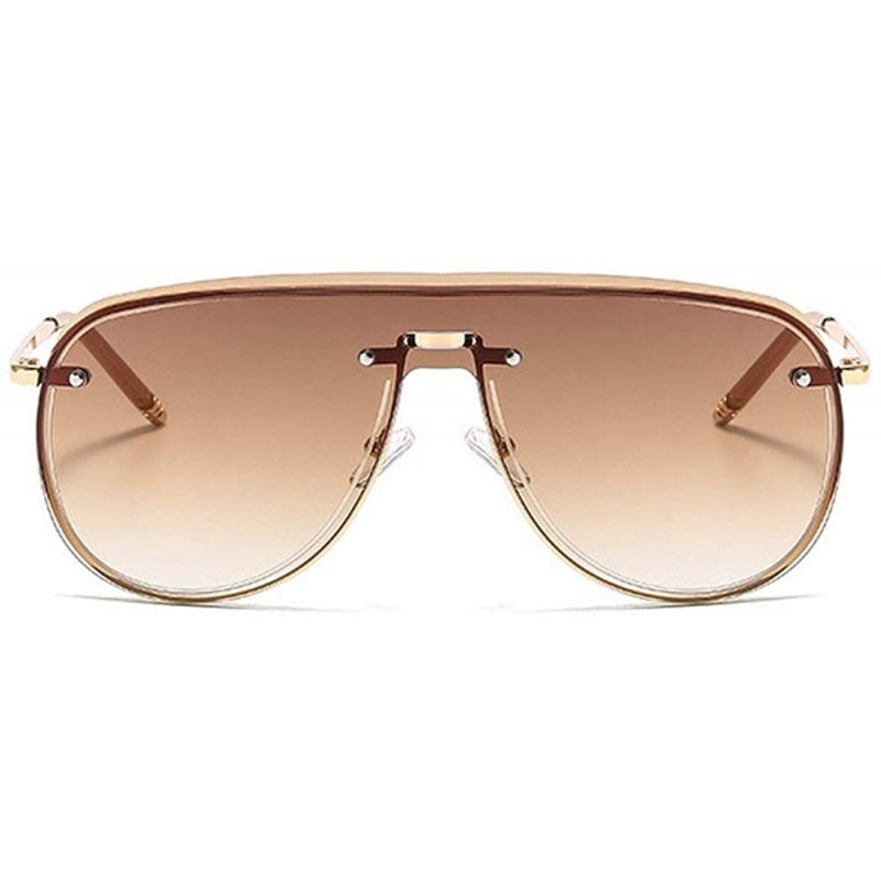 Goggle Fashion New One-piece Frameless Sunglasses Men and Women Sunglasses Vintage Pilot Sunglasses - Brown - C018AHCIEDL $13.32