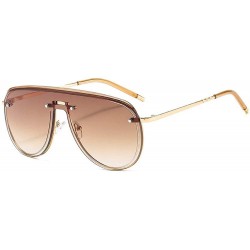 Goggle Fashion New One-piece Frameless Sunglasses Men and Women Sunglasses Vintage Pilot Sunglasses - Brown - C018AHCIEDL $13.32