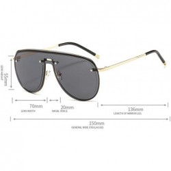 Goggle Fashion New One-piece Frameless Sunglasses Men and Women Sunglasses Vintage Pilot Sunglasses - Brown - C018AHCIEDL $13.32