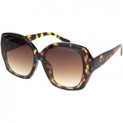 Square Designer Style Sunglasses Womens Oversized Square Shades UV 400 - Tortoise (Brown) - CP18AYL0YMU $21.90