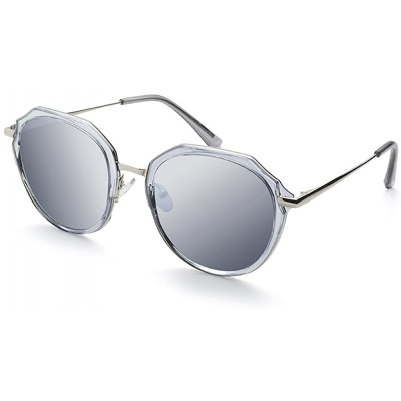 Oversized Women Sunglasses Polarized Flower Round Sunglasses for Women - Silver - CU18DG8ONRM $29.12