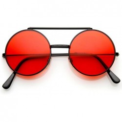 Round Mid Size Flip-Up Colored Lens Round Django Sunglasses 49mm - Black / Red - CV12MZ0HE9M $13.04