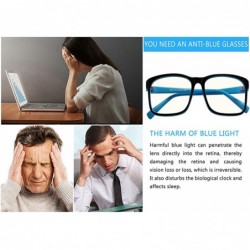 Square Radiation Protection glasses Square Eyeglasses Frame Anti Blue Light Blocking glasses - Black / Blue - CS18OLW6QZZ $15.23