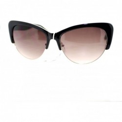 Oval Womens Fashion Sunglasses Retro Plastic Top Oval Cateye Frame - Leopard Print - CN11V3V9TRR $19.41