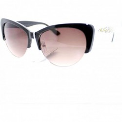 Oval Womens Fashion Sunglasses Retro Plastic Top Oval Cateye Frame - Leopard Print - CN11V3V9TRR $11.80