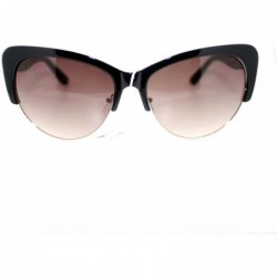 Oval Womens Fashion Sunglasses Retro Plastic Top Oval Cateye Frame - Leopard Print - CN11V3V9TRR $11.80