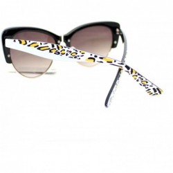 Oval Womens Fashion Sunglasses Retro Plastic Top Oval Cateye Frame - Leopard Print - CN11V3V9TRR $11.80