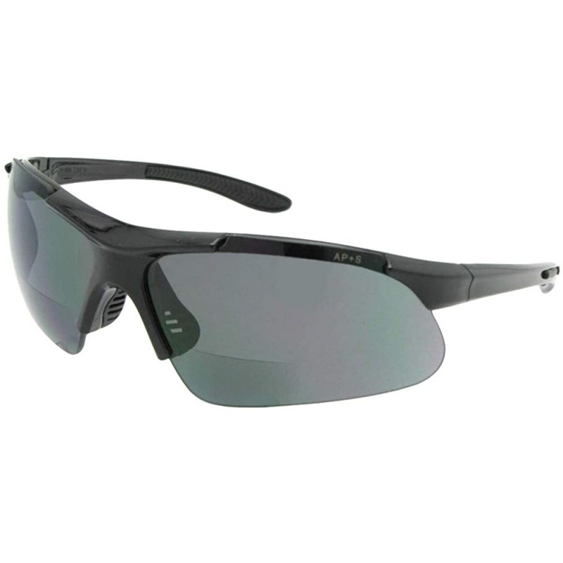 Wrap Safety Bifocal Sunglasses B102 - Black Frame-gray Lenses - C318DZMG50W $16.07