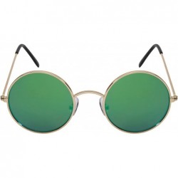 Round Vintage Inspired Round Circle Frames with Flat Mirrored Lens 25100&EC3138 - Gold/Green Lens - C712DG4EH07 $9.76