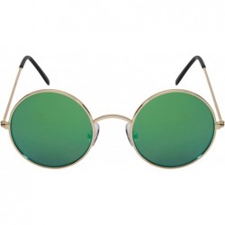 Round Vintage Inspired Round Circle Frames with Flat Mirrored Lens 25100&EC3138 - Gold/Green Lens - C712DG4EH07 $9.76