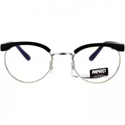 Round Retro Vintage Classic Half Rim Round Oval Clear Lens Eye Glasses - Black Silver - CR183CECCMH $22.65