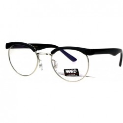 Round Retro Vintage Classic Half Rim Round Oval Clear Lens Eye Glasses - Black Silver - CR183CECCMH $12.24